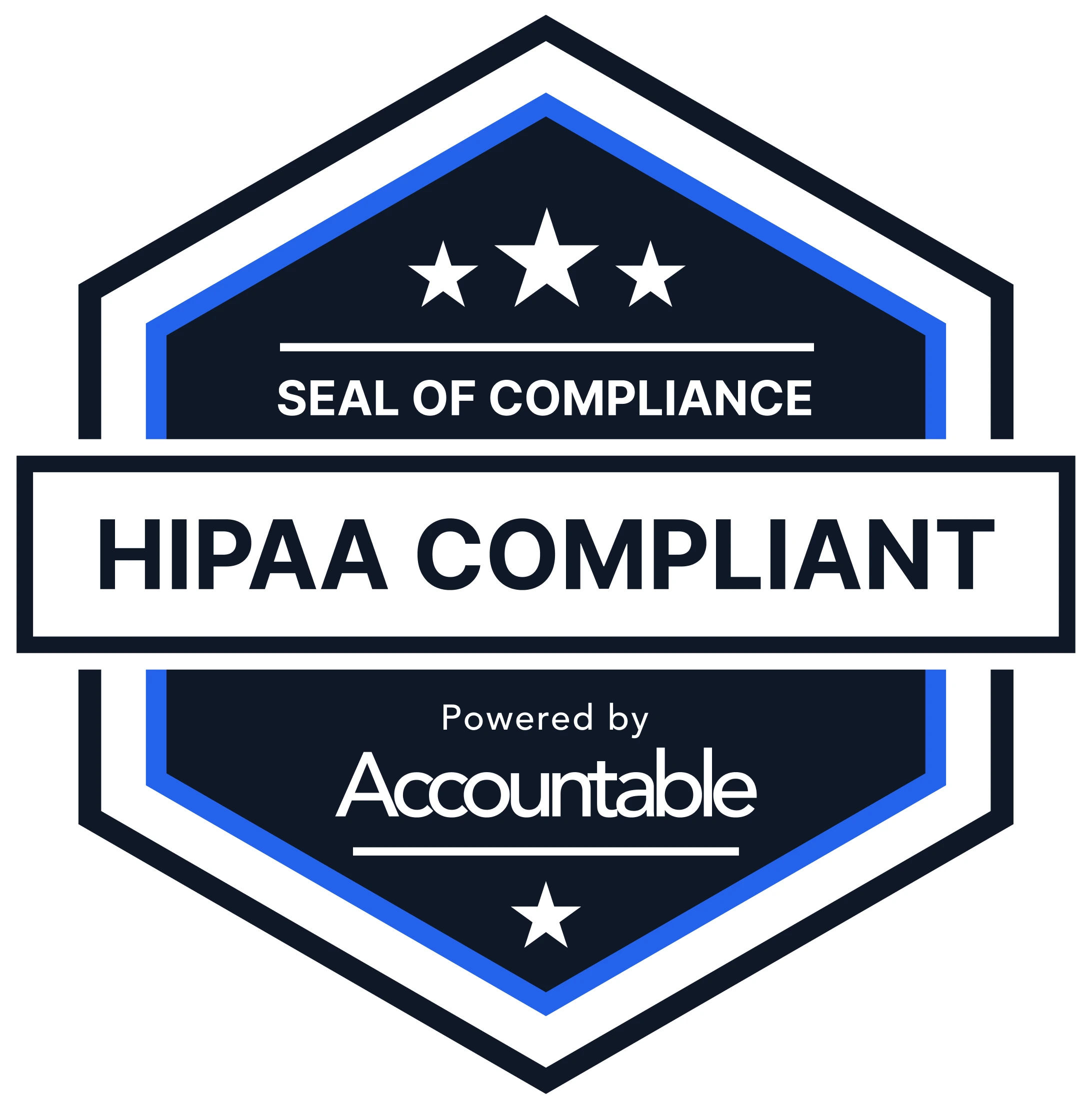 HIPAA compliance seal, powered by AccountableHQ